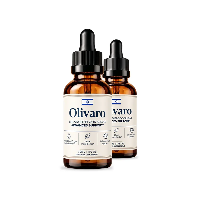 Two Olivaro amber dropper bottles, one behind the other