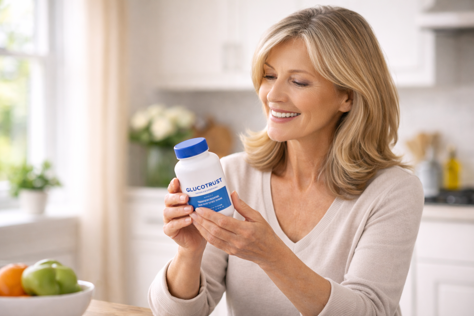 Woman checking blood sugar levels with glucometer