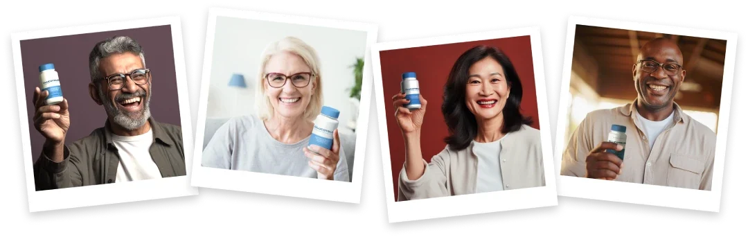 Real GlucoTrust users holding supplement bottles