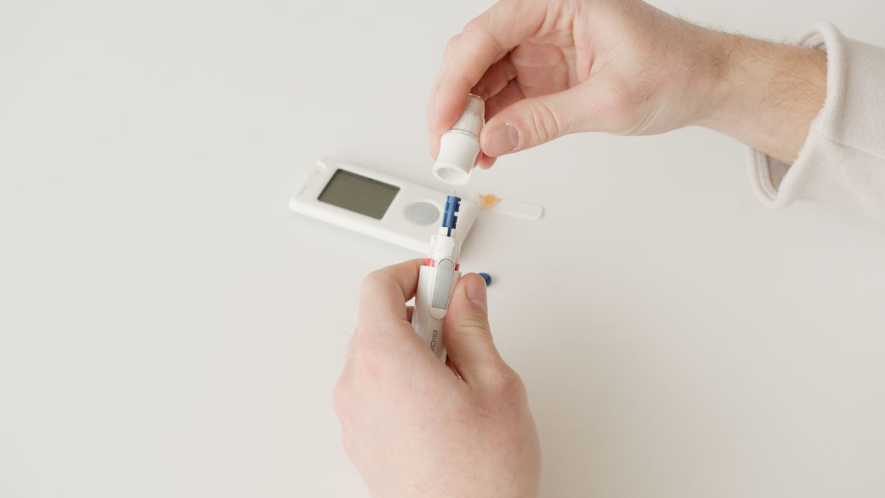 Blood sugar finger-prick glucose test used to check for prediabetes warning signs