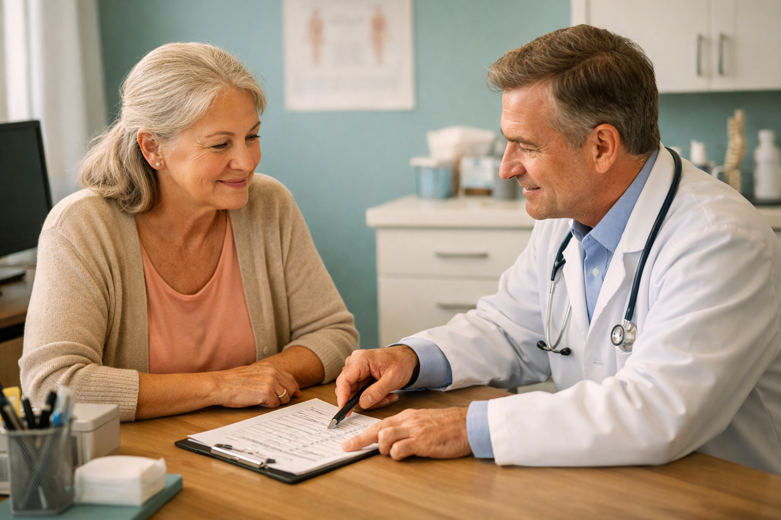 Patient asking doctor questions after prediabetes diagnosis