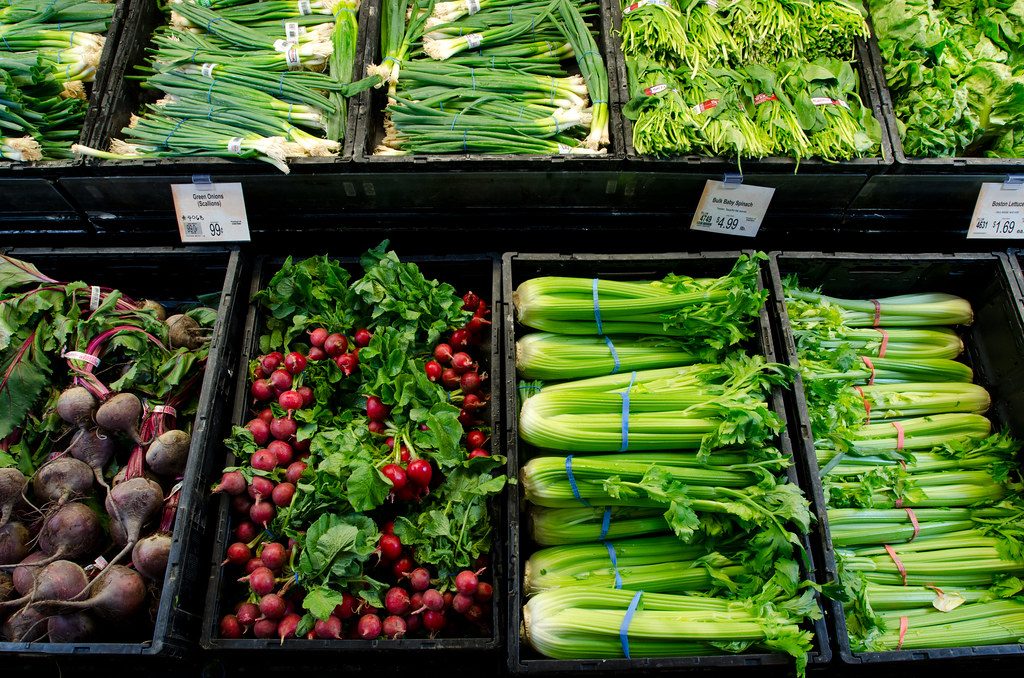healthy groceries fresh vegetables on kitchen counter